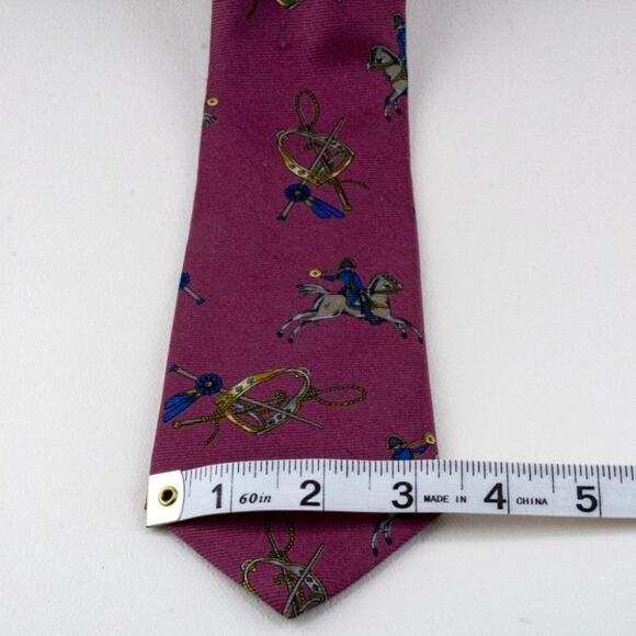 Henry Grethel Vintage Silk Tie Cranberry Blue Gold Made in USA - Picture 7 of 9